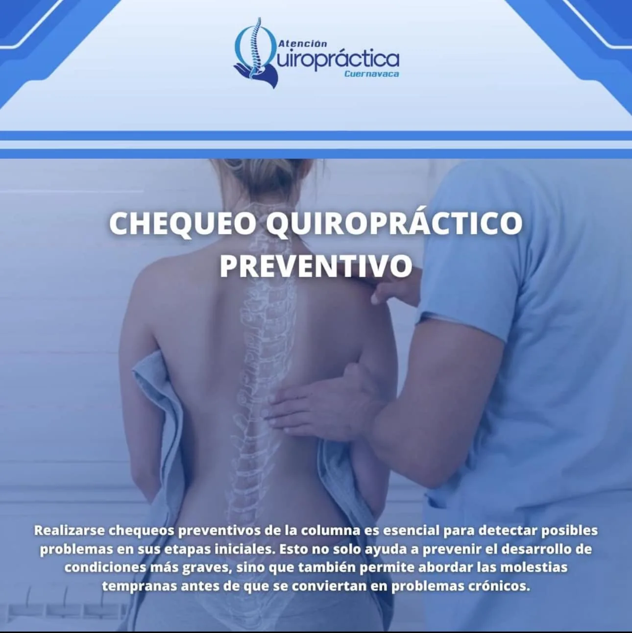 Publicación educativa sobre chequeo preventivo de columna